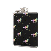 Rainbow Unicorns & Gold Stars Muster Flachmann (Links)