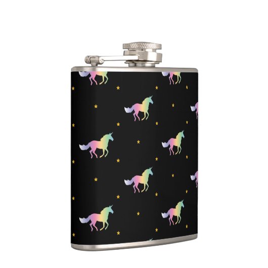 Rainbow Unicorns & Gold Stars Muster Flachmann (Rechts)