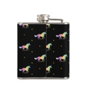 Rainbow Unicorns & Gold Stars Muster Flachmann (Rückseite)