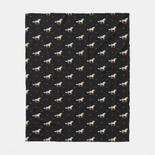 Rainbow Unicorns & Gold Stars Muster Fleecedecke