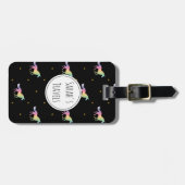 Rainbow Unicorns & Gold Stars Muster Gepäckanhänger (Vorderseite horizontal)