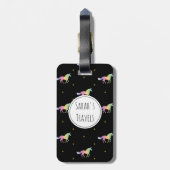 Rainbow Unicorns & Gold Stars Muster Gepäckanhänger (Rückseite vertikal)