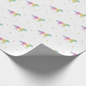 Rainbow Unicorns & Gold Stars Muster Geschenkpapier (Ecke)