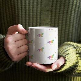 Rainbow Unicorns & Gold Stars Muster Kaffeetasse