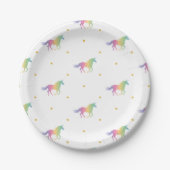 Rainbow Unicorns & Gold Stars Muster Pappteller (Vorderseite)