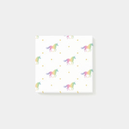 Rainbow Unicorns & Gold Stars Muster Post-it Klebezettel