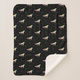 Rainbow Unicorns & Gold Stars Muster Sherpadecke