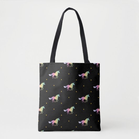 Rainbow Unicorns & Gold Stars Muster Tasche (Vorderseite)