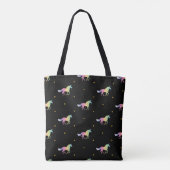 Rainbow Unicorns & Gold Stars Muster Tasche (Rückseite)