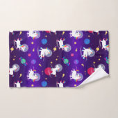 Rainbow Unicorns In Space Purple Ombre Badhandtuch Set (Handtuch)