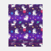 Rainbow Unicorns In Space Purple Ombre Fleecedecke (Vorderseite)
