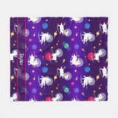 Rainbow Unicorns In Space Purple Ombre Fleecedecke (Vorderseite (Horizontal))