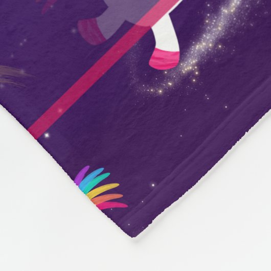 Rainbow Unicorns In Space Purple Ombre Fleecedecke (Ecke)