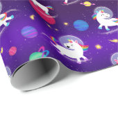 Rainbow Unicorns In Space Purple Ombre Geschenkpapier (Rolleneckpunkt)