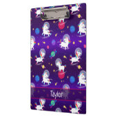 Rainbow Unicorns In Space Purple Ombre Klemmbrett (Links)