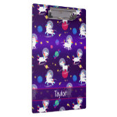 Rainbow Unicorns In Space Purple Ombre Klemmbrett (Rechts)