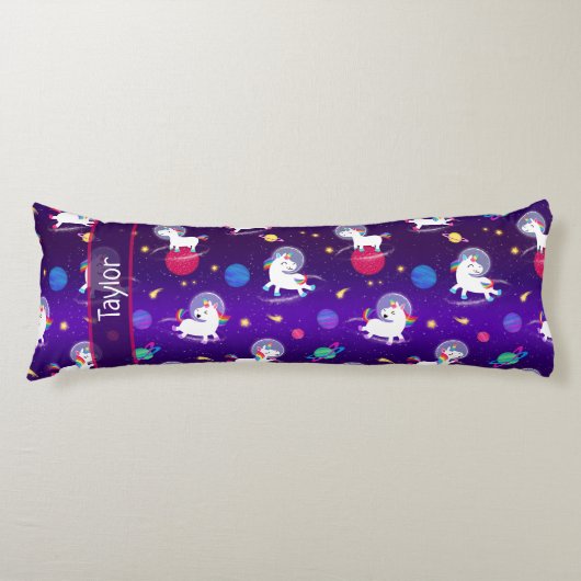 Rainbow Unicorns In Space Purple Ombre Seitenschläferkissen (Vorderseite)
