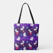 Rainbow Unicorns In Space Purple Ombre Tasche (Rückseite)
