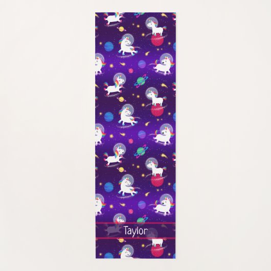 Rainbow Unicorns In Space Purple Ombre Yogamatte (Vorderseite)