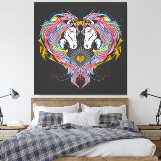 Rainbow Unicorns Leinwanddruck (Insitu (Schlafzimmer))