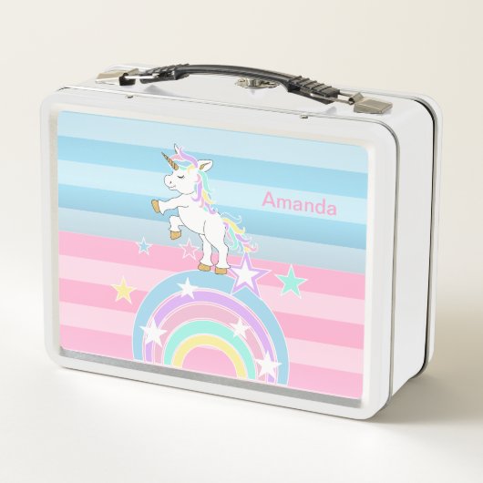 Rainbow Unicorns Metall Brotdose (Rückseite)