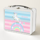 Rainbow Unicorns Metall Brotdose (Vorderseite)