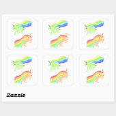 Rainbow Unicorns Quadratischer Aufkleber (Blatt)
