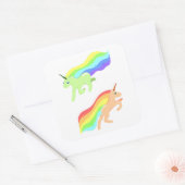 Rainbow Unicorns Quadratischer Aufkleber (Umschlag)