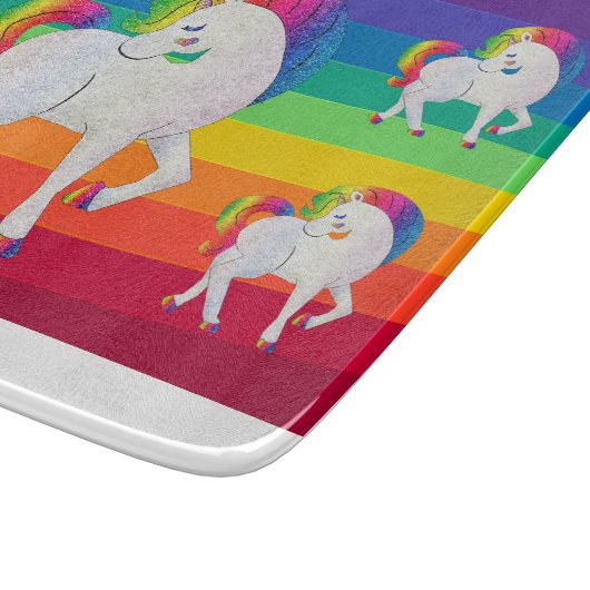 Rainbow Unicorns Schneidebrett (Ecke)