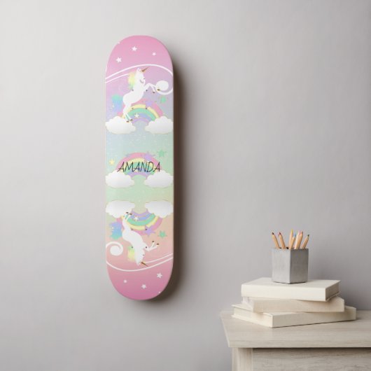 Rainbow Unicorns Skateboard (Wandkunst)