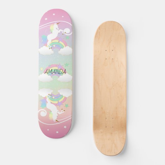Rainbow Unicorns Skateboard (Vorderseite)