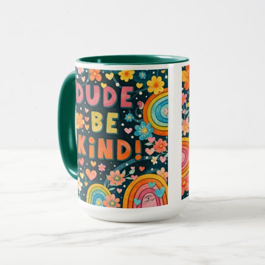 Rainbow Unique Dude Be Kind Inspirivity Kindness Tasse (Vorderseite Links)