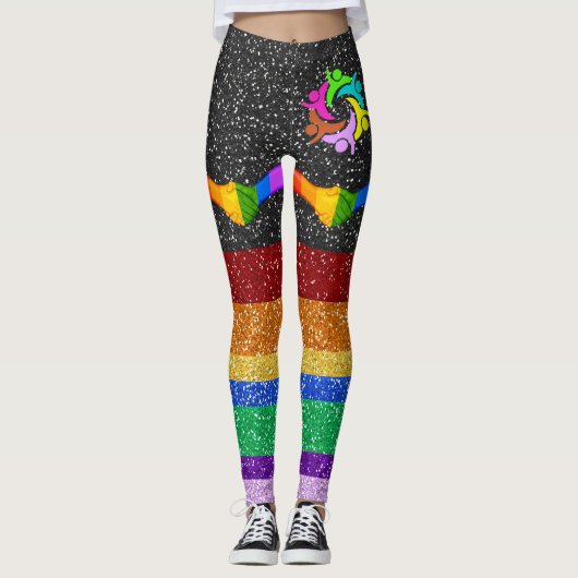 Rainbow Unity Glitzer Images Pop Fashion Leggings (Vorderseite)