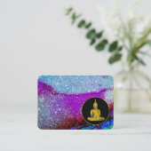 *~* Rainbow Universe Glitzer Meditation Buddha Visitenkarte (Stehend Vorderseite)