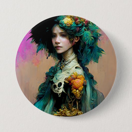 Rainbow Urchin 2 Fantasy Sci-Fi Button (Vorderseite)