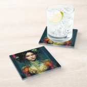 Rainbow Urchin Fantasy Sci-Fi Glasuntersetzer (Schrägansicht)