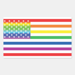 Rainbow US Flag LGBT Prix Rechteckiger Aufkleber