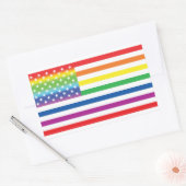 Rainbow US Flag LGBT Prix Rechteckiger Aufkleber (Umschlag)