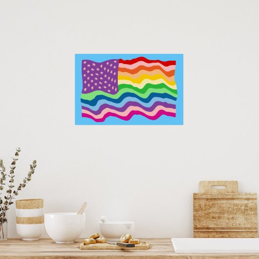 Rainbow US Flag Poster (Küche)