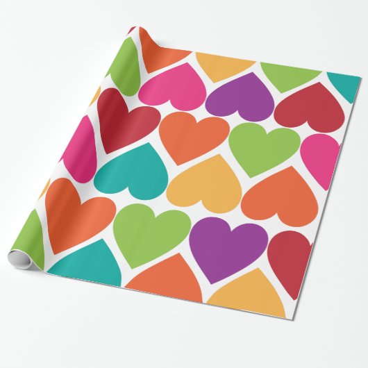 Rainbow Valentine Hearts Gift Wrap Paper Geschenkpapier (Ungerollt)