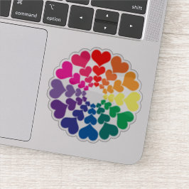 Rainbow Valentine Hearts in a Circle Aufkleber