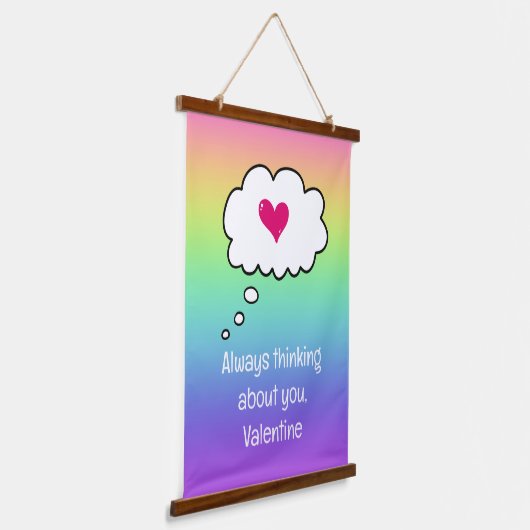 Rainbow Valentine Tapestry Wandteppich Mit Holzrahmen (Gewinkelt)