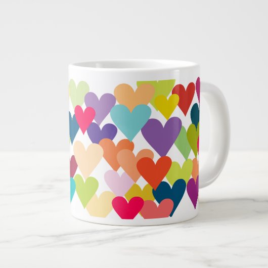 Rainbow Valentins Herz Jumbo-Tasse (Vorderseite Rechts)