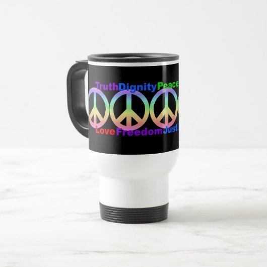 Rainbow Values-Tasse Reisebecher (Vorderseite Links)