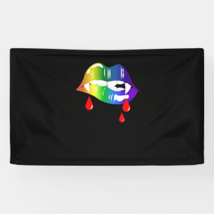 Rainbow Vampire Lips Biting - LGBT Pride T - Shirt Banner