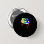 Rainbow Vampire Lips Biting - LGBT Pride T - Shirt Button (Vorne & Hinten)