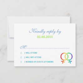 Rainbow Venus Symbols Lesbian Wedding RSVP