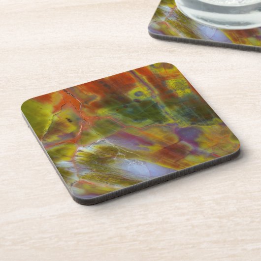 Rainbow-versteinertes Holz Getränkeuntersetzer (Linke Seite)