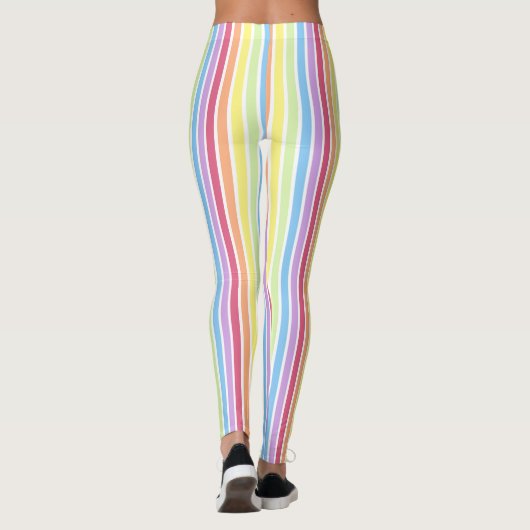 Rainbow Vertical Stripes Pastellfarben Leggings (Rückseite)