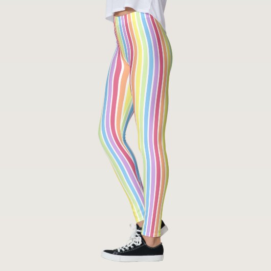 Rainbow Vertical Stripes Pastellfarben Leggings (Links)